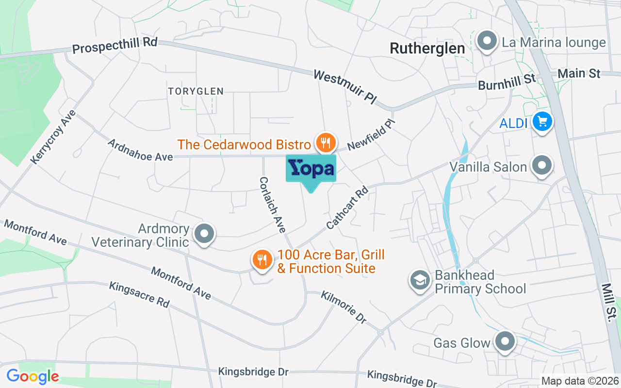 Map showing the location of G42 0DY