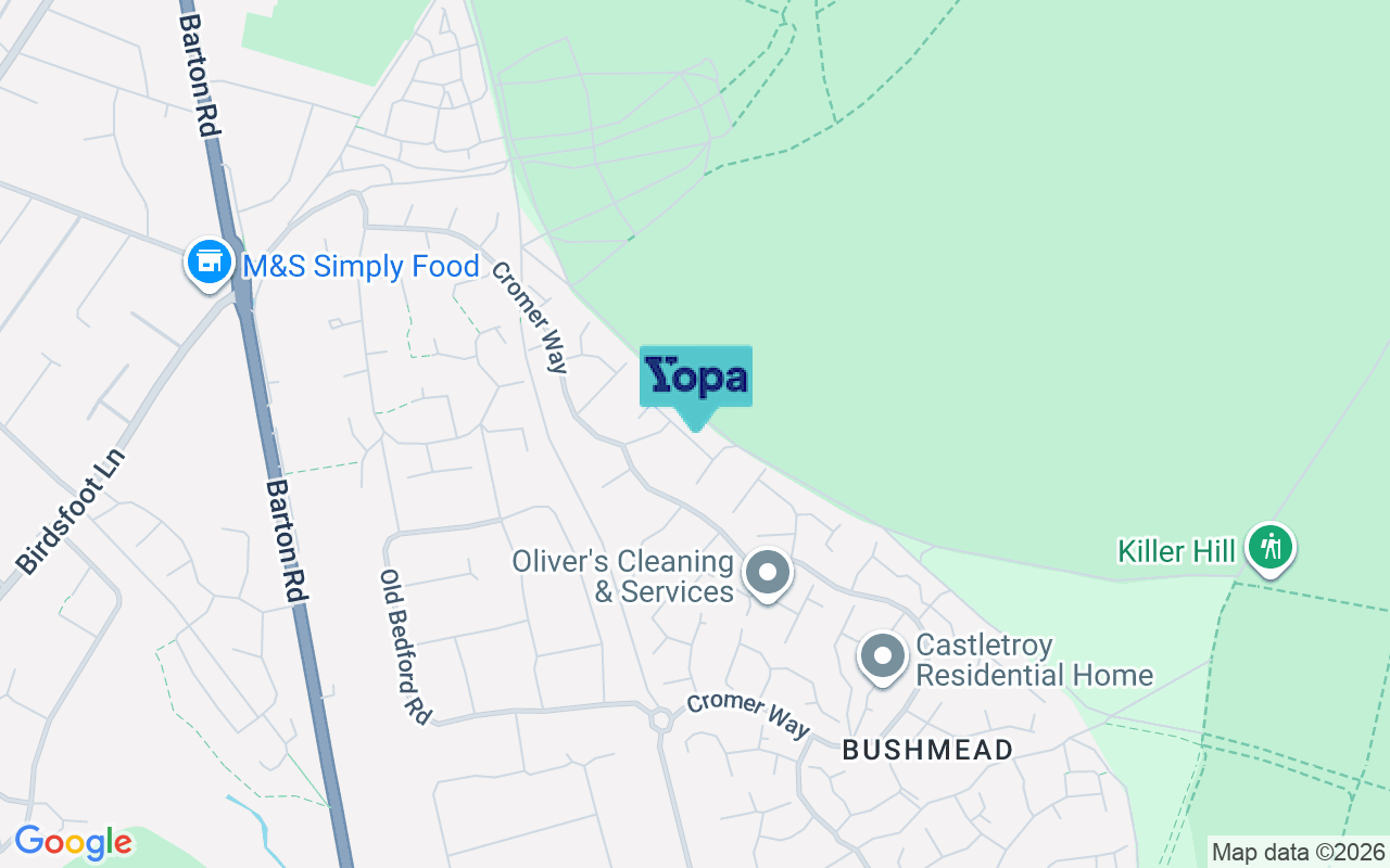 Map showing the location of LU2 7SQ