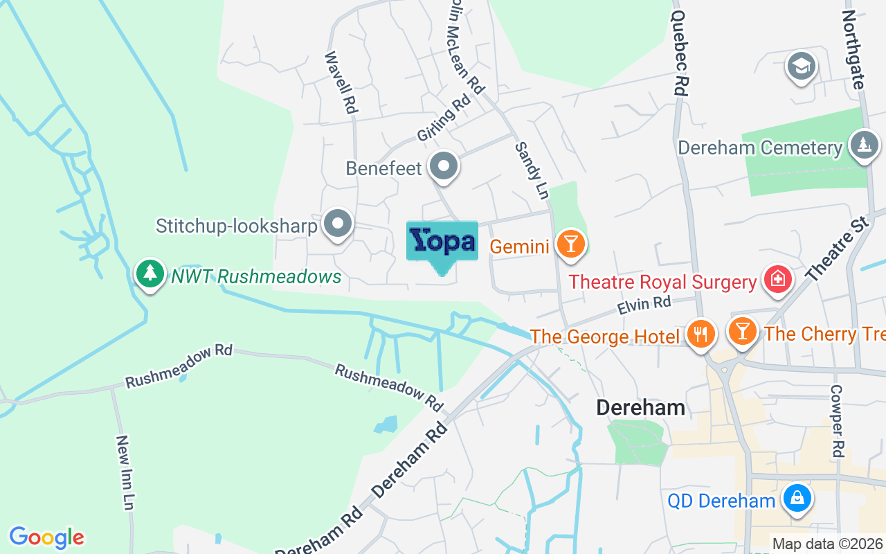 Map showing the location of NR19 2DD