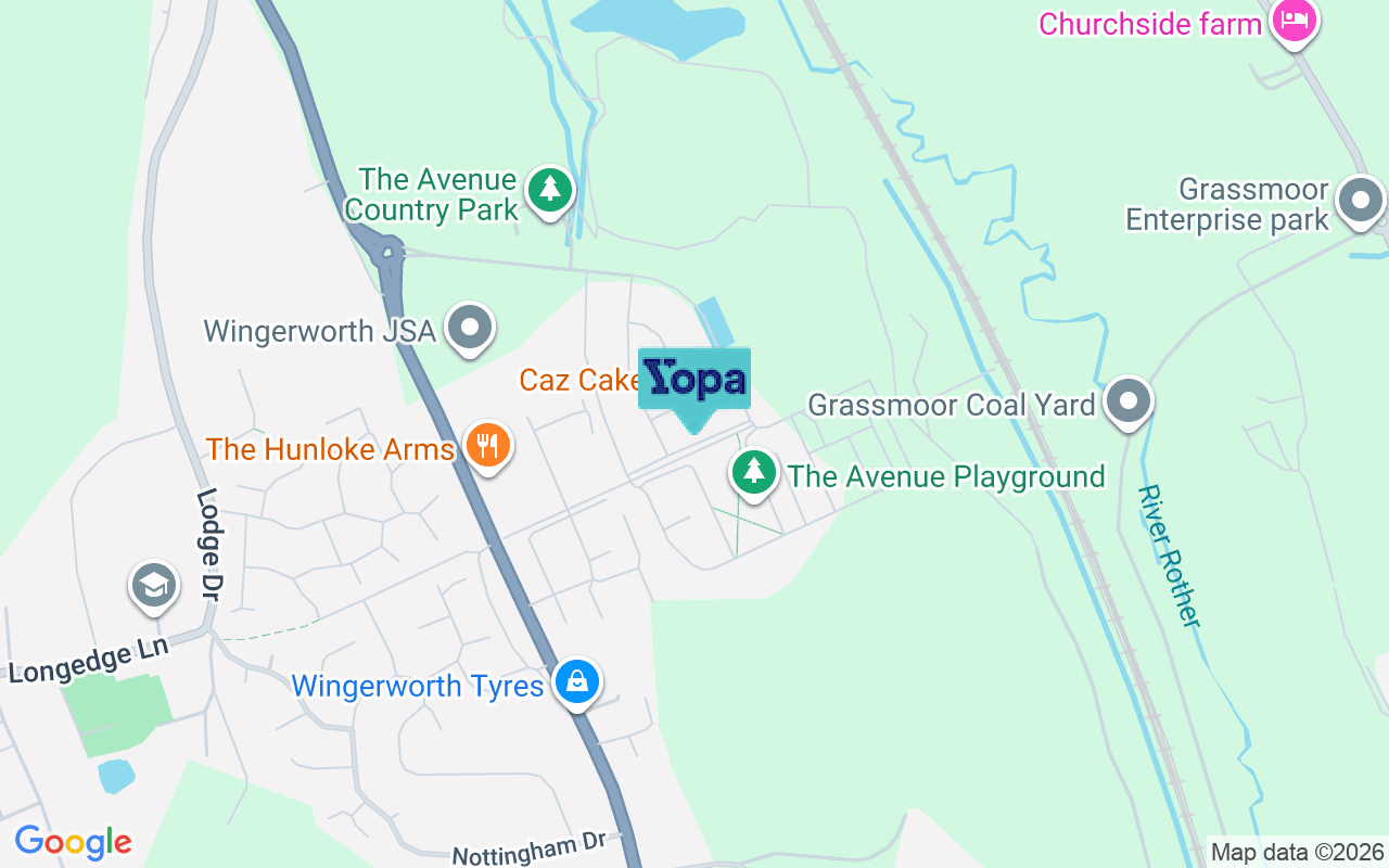 Map showing the location of S42 6FT