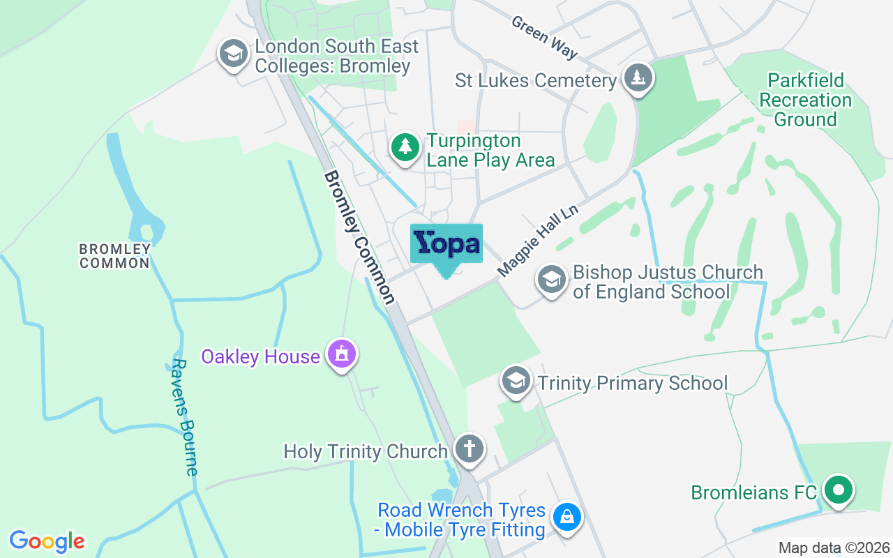 Map showing the location of BR2 8JW