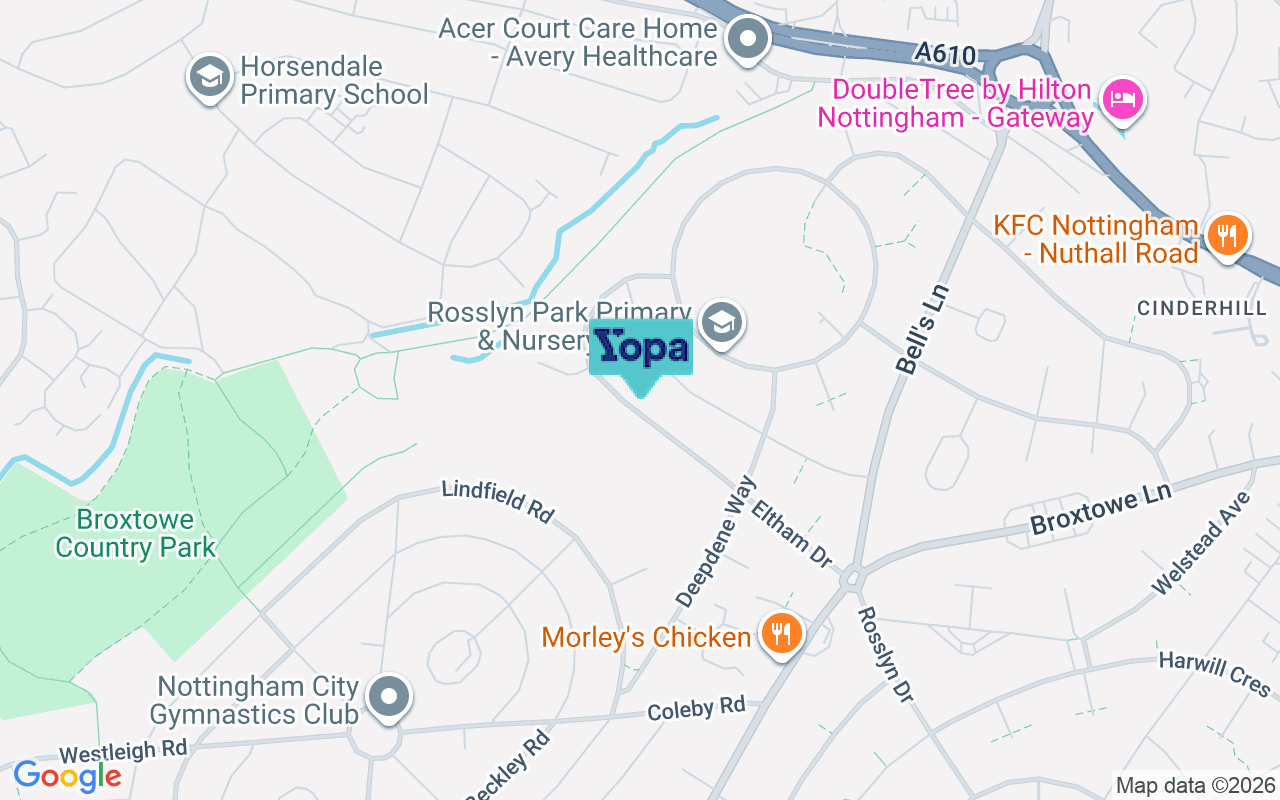 Map showing the location of NG8 6BQ