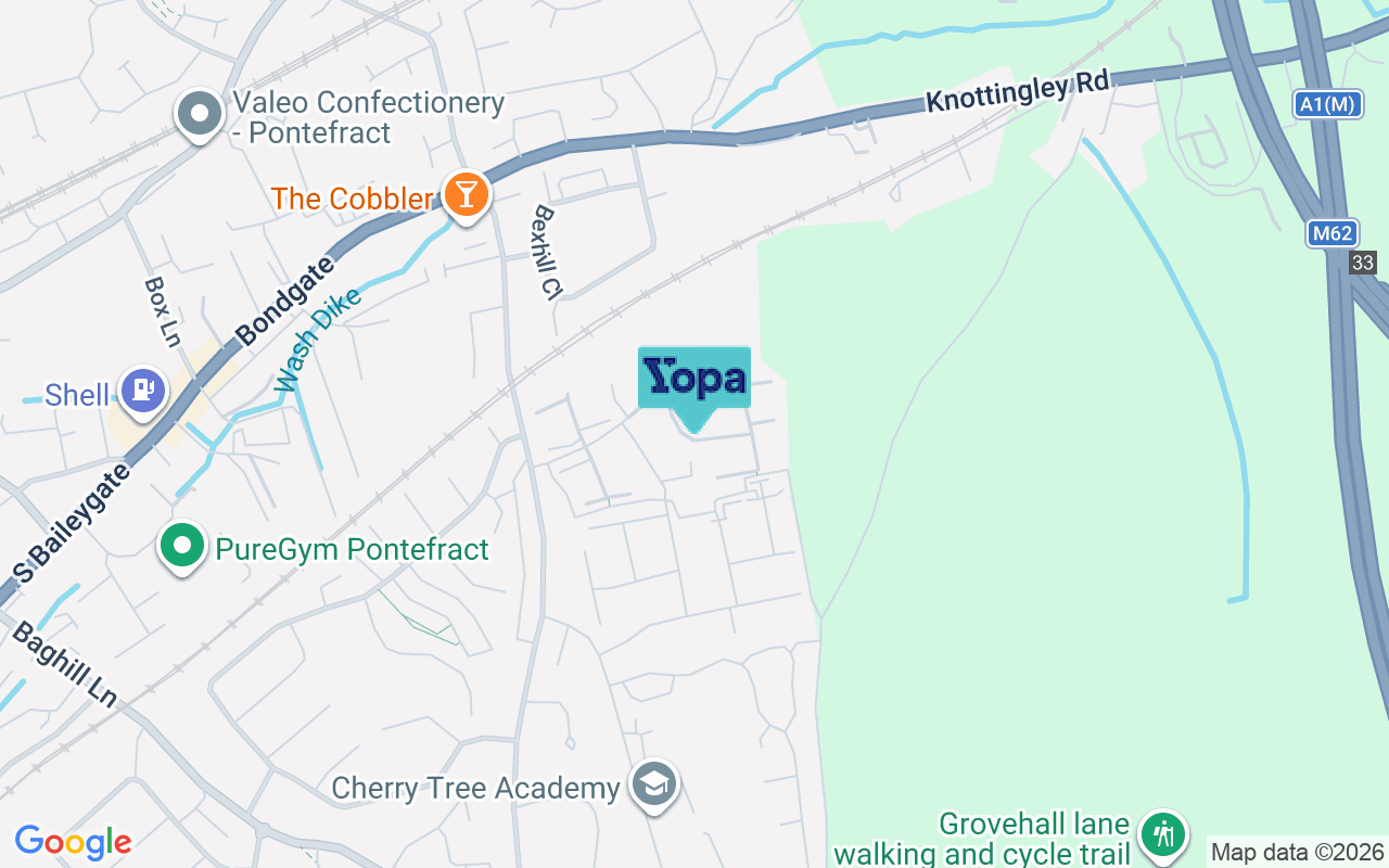 Map showing the location of WF8 2FU