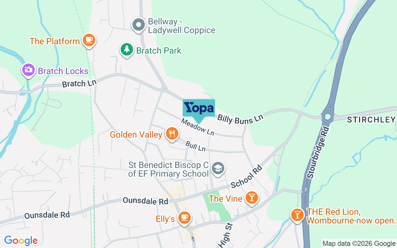 Map showing the location of WV5 9BT