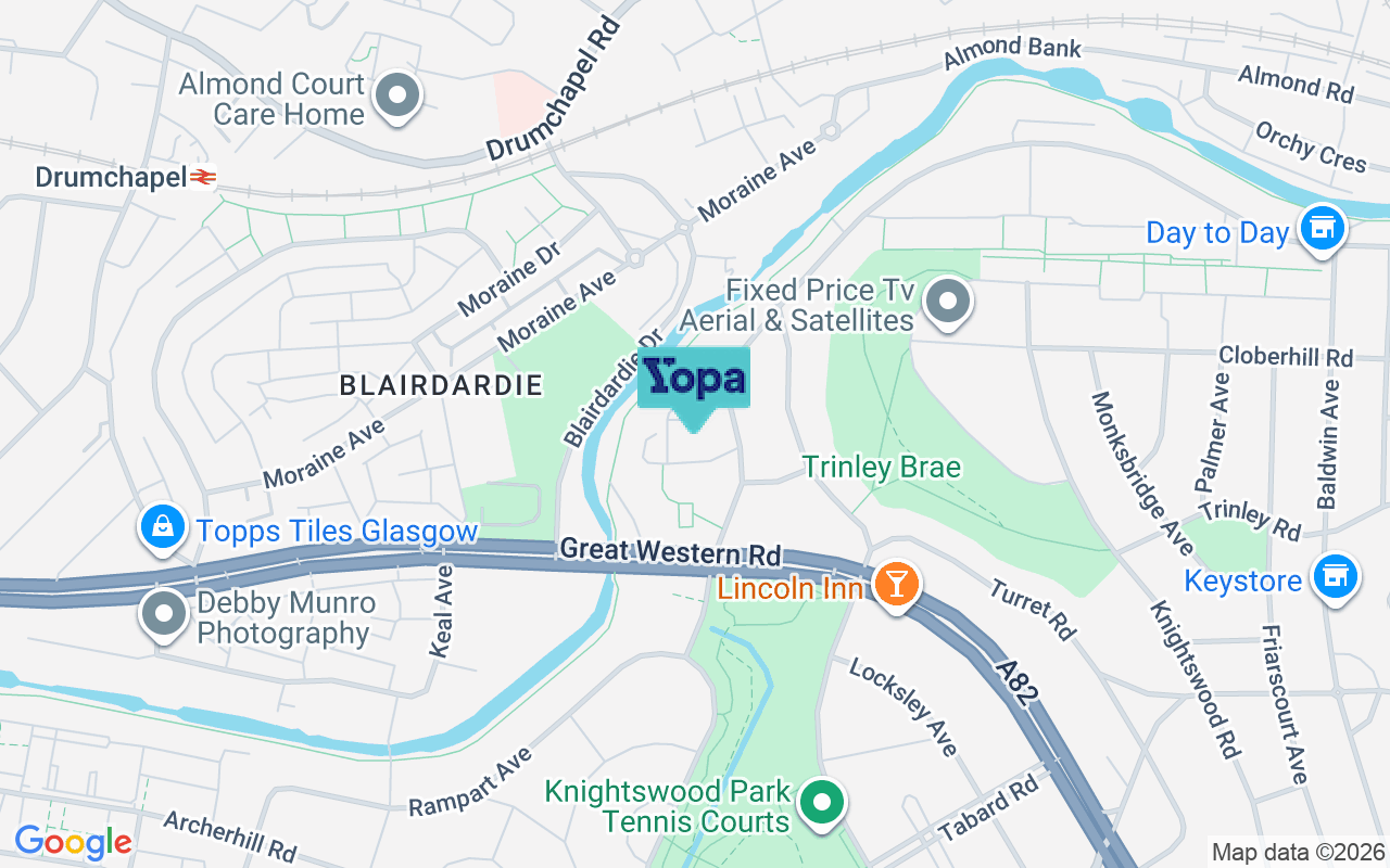 Map showing the location of G13 2AQ