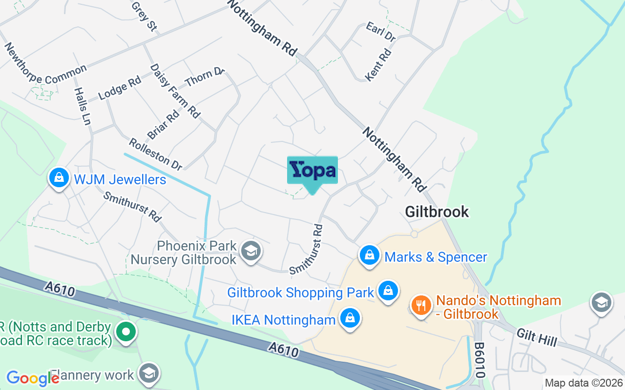Map showing the location of NG16 2UX