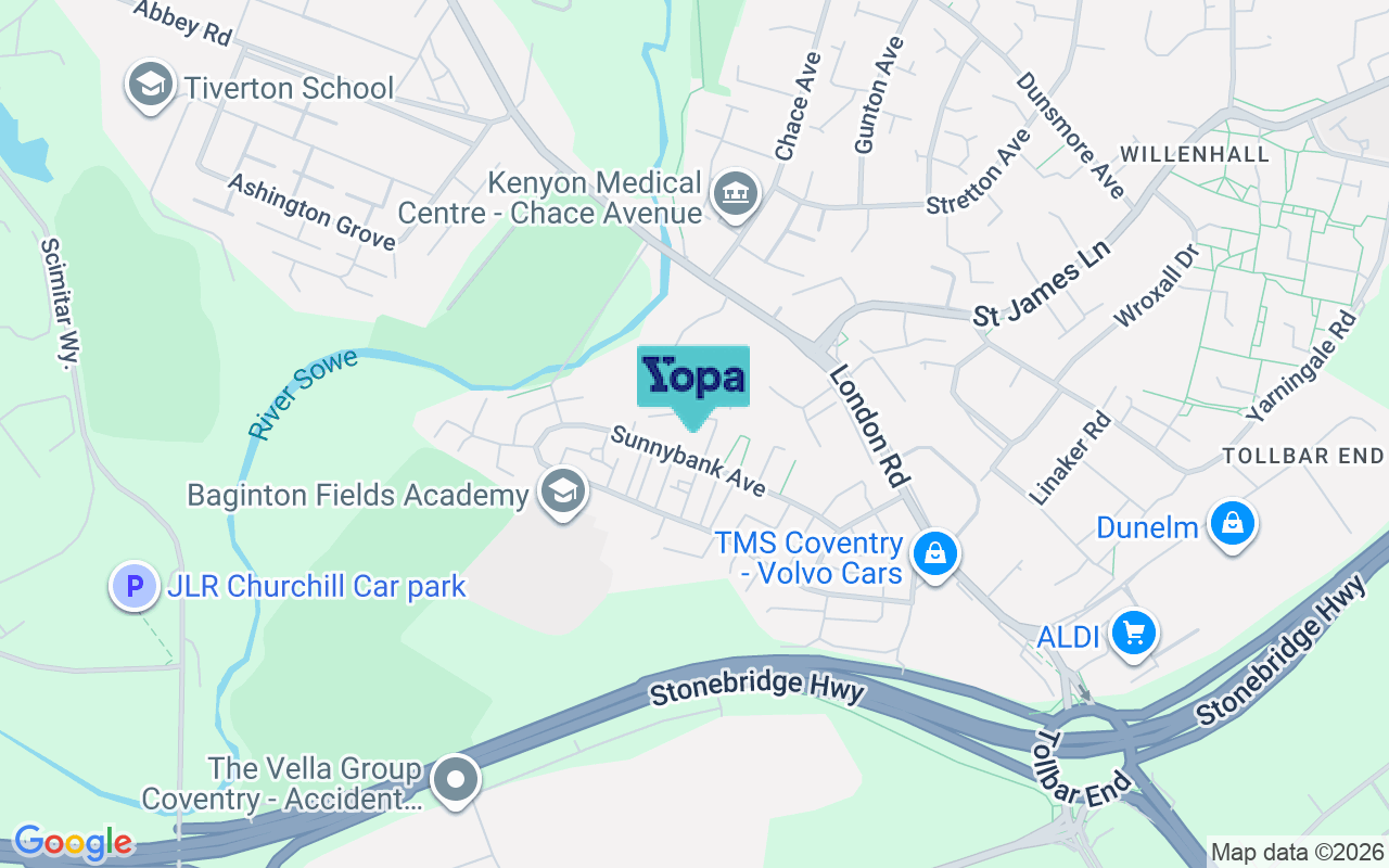 Map showing the location of CV3 4DR