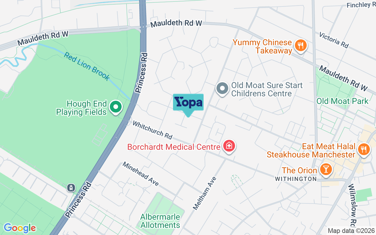 Map showing the location of M20 1DZ