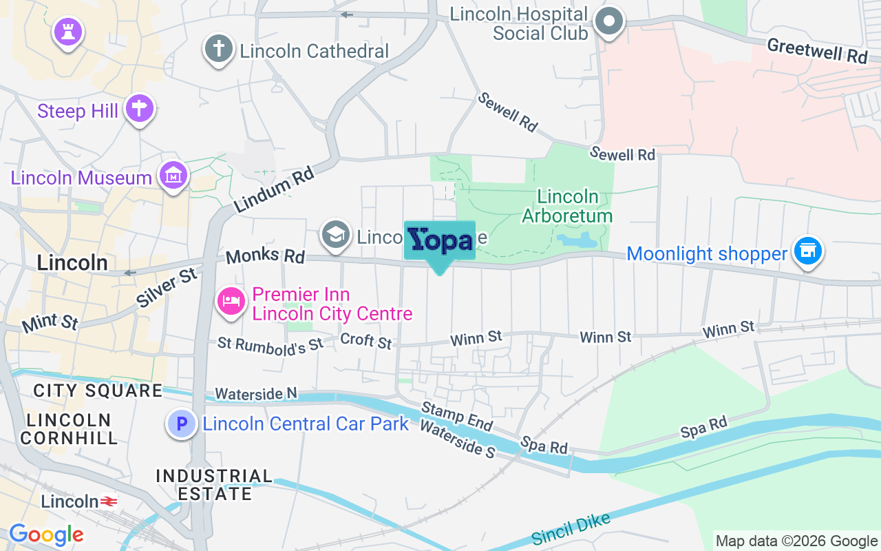 Map showing the location of LN2 5BS