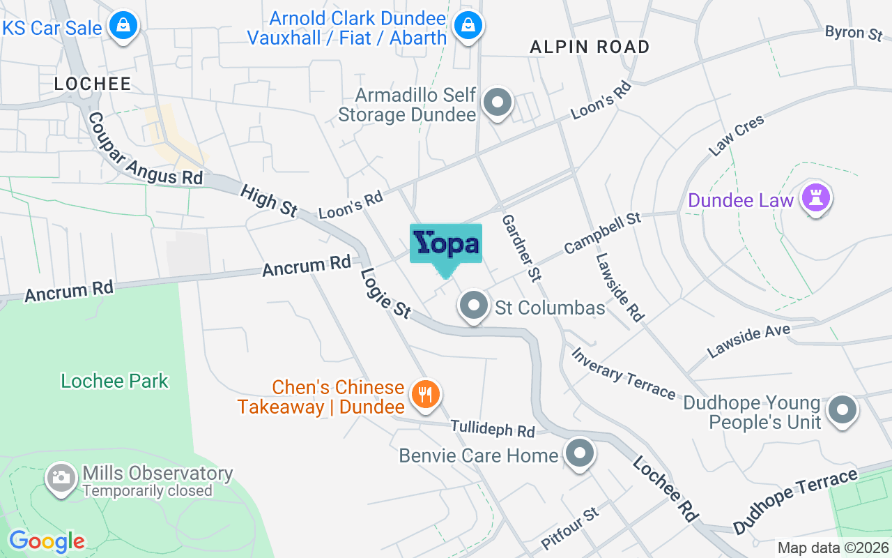 Map showing the location of DD3 6DB