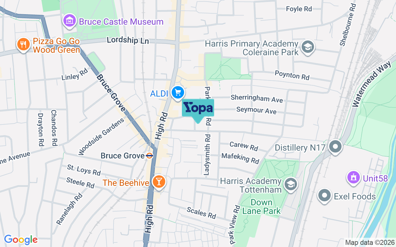 Map showing the location of N17 9DB