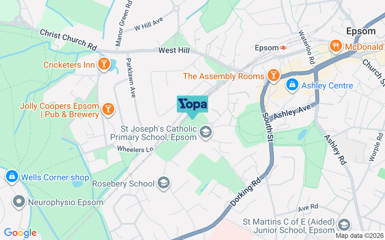 Map showing the location of KT18 7BE
