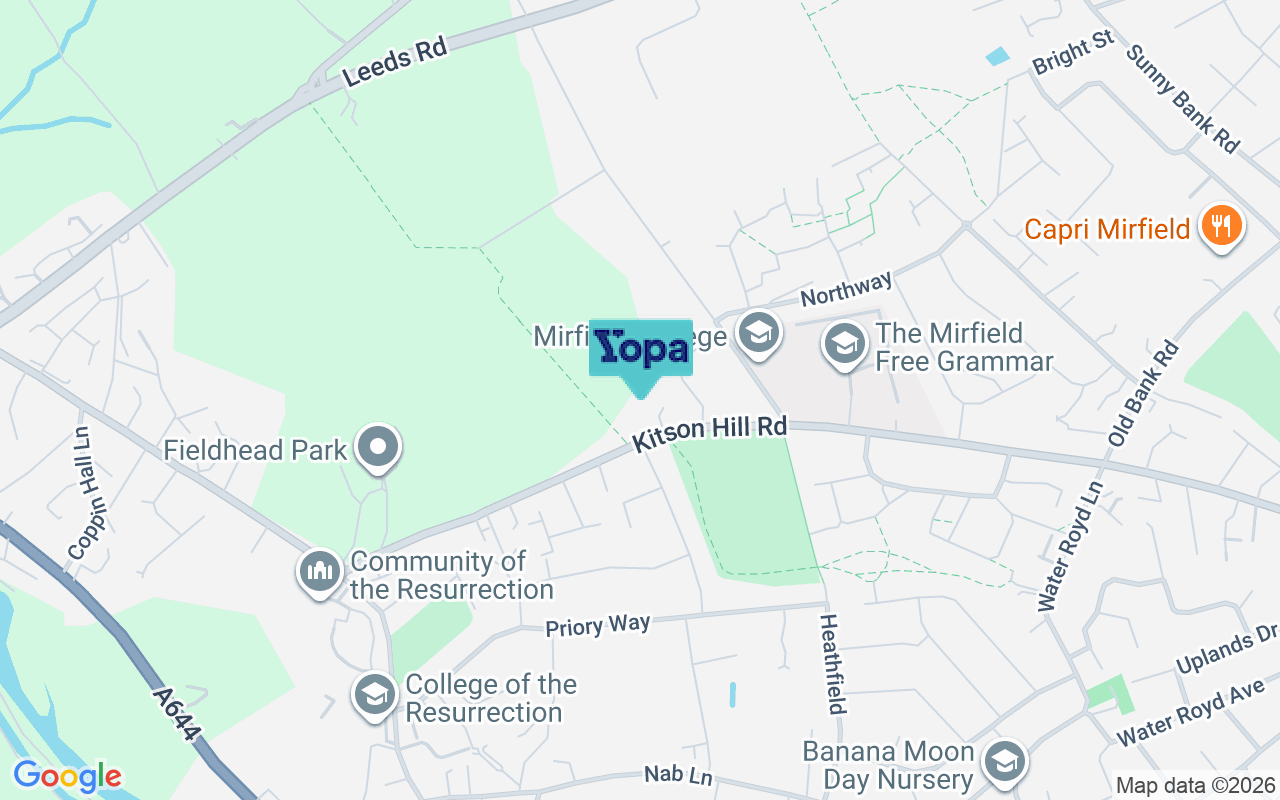Map showing the location of WF14 9EG