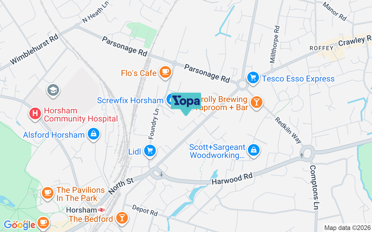 Map showing the location of RH13 5PT
