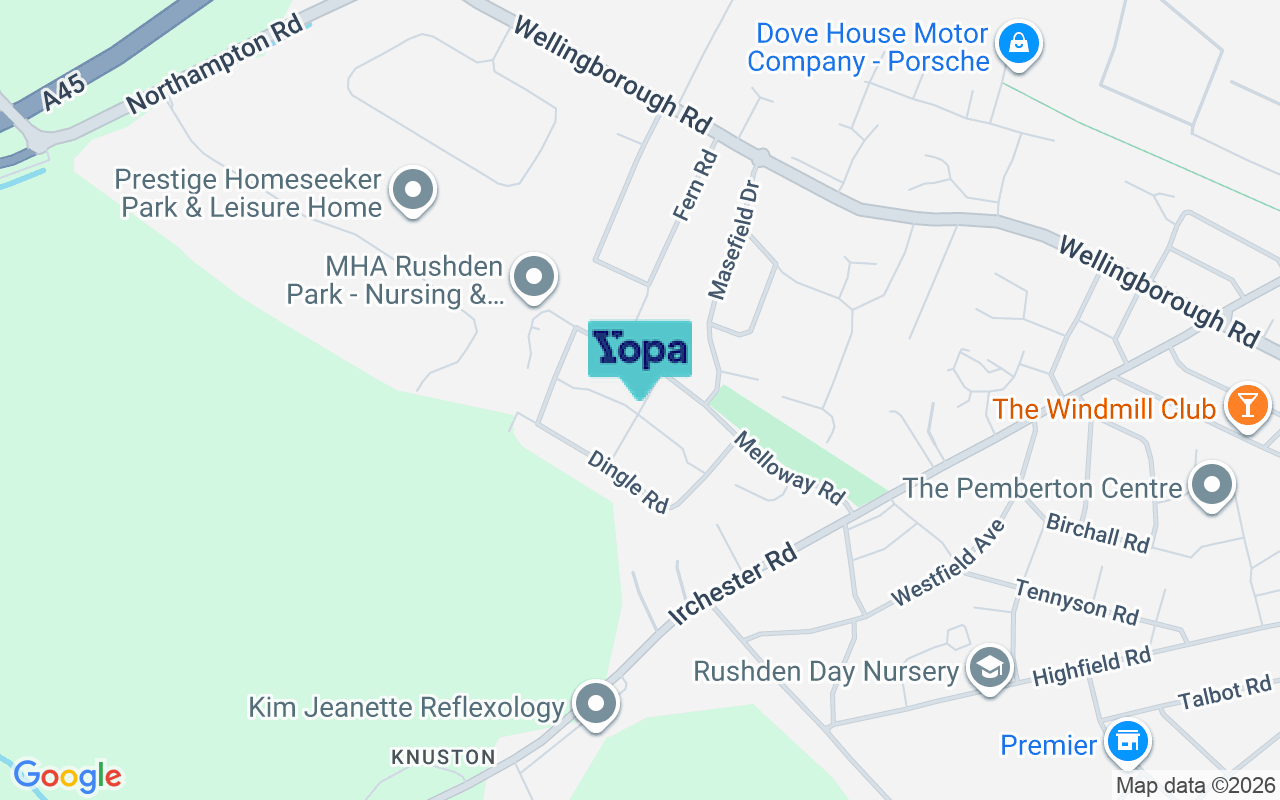 Map showing the location of NN10 6UG