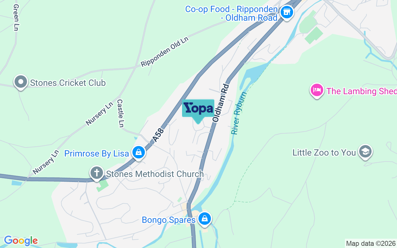 Map showing the location of HX6 4BY