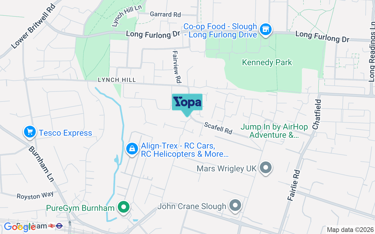 Map showing the location of SL2 1TX