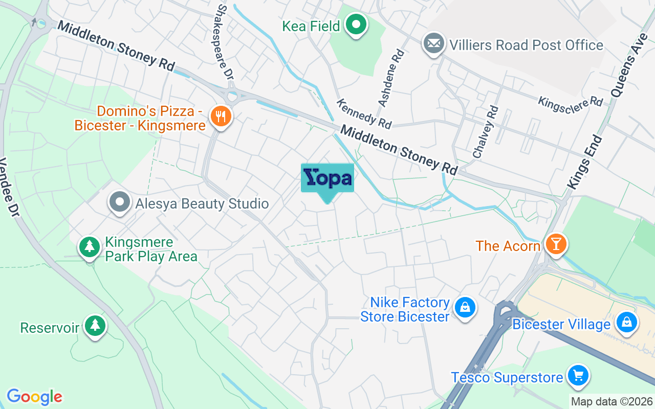 Map showing the location of OX26 1BN