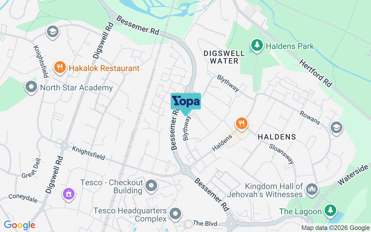 Map showing the location of AL7 1DL