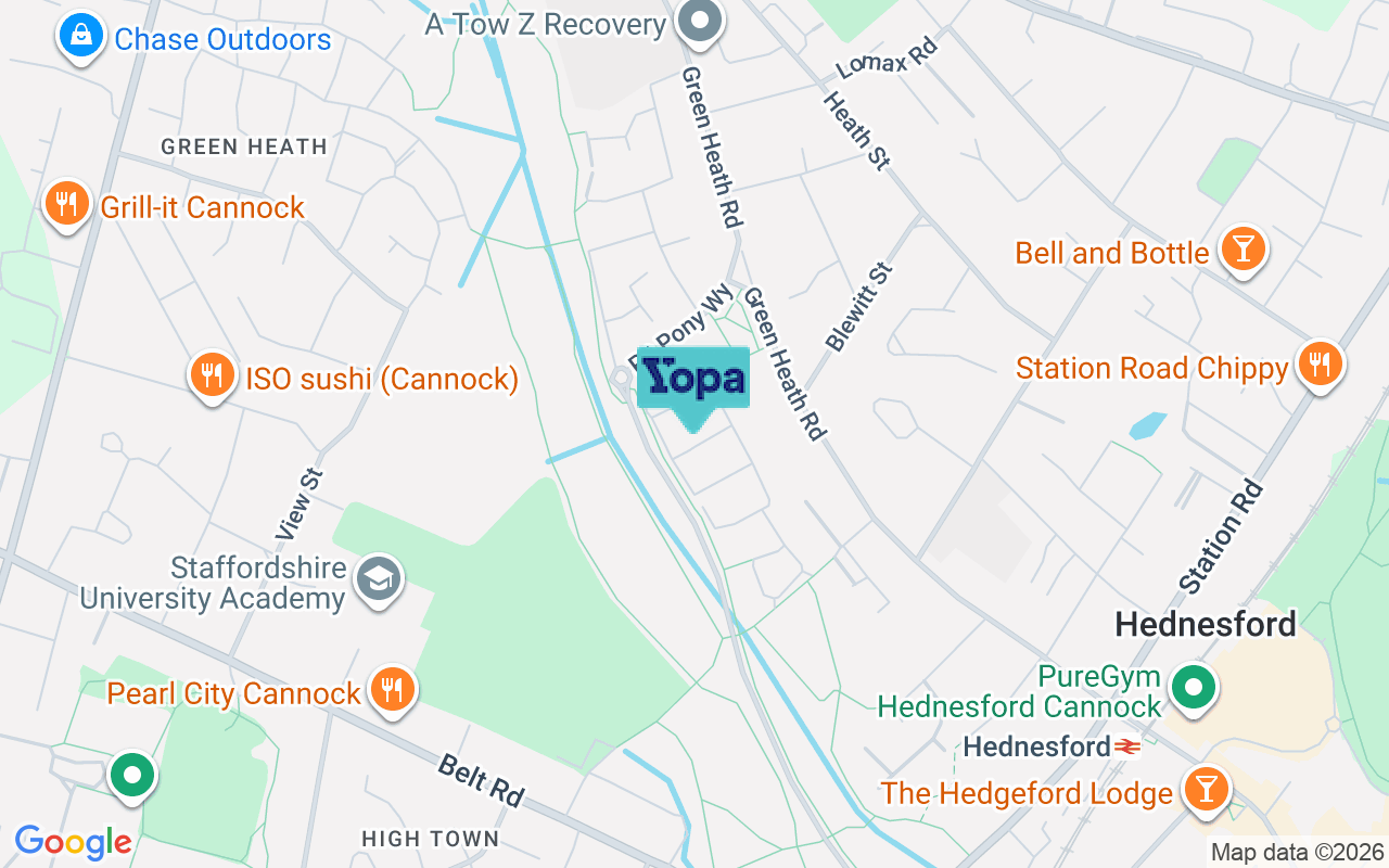 Map showing the location of WS12 4WH