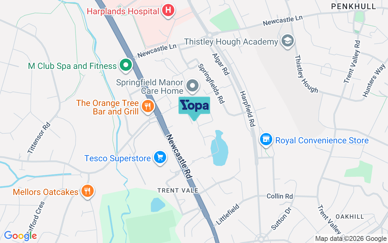 Map showing the location of ST4 6JT