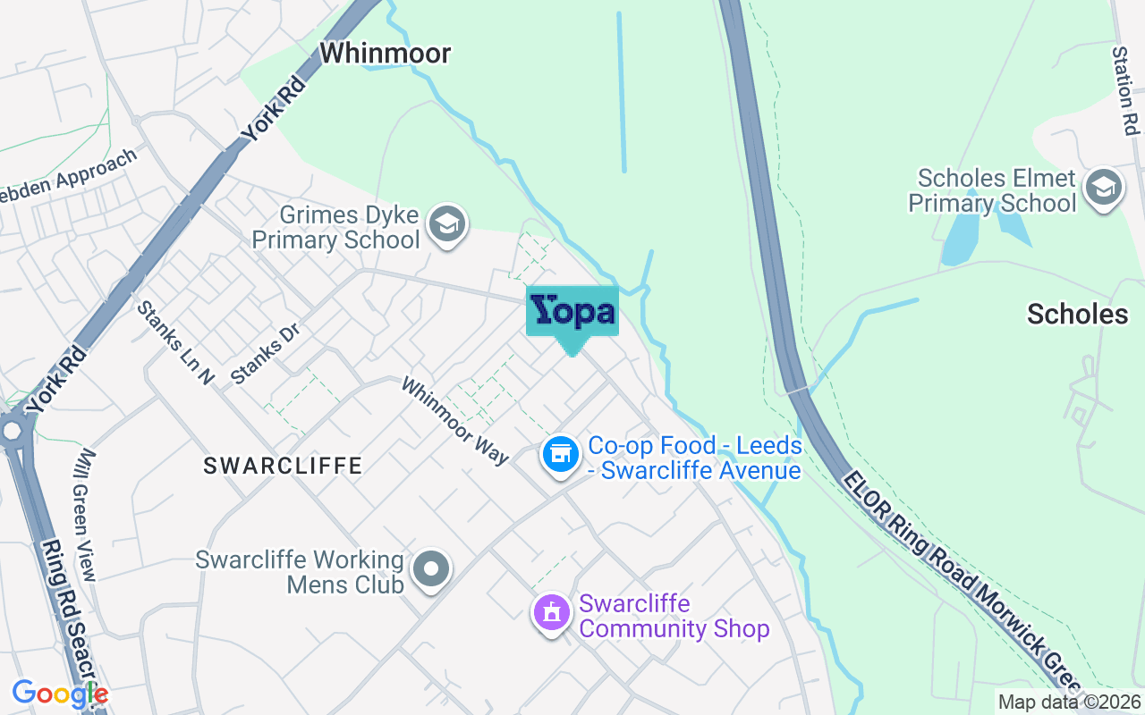 Map showing the location of LS14 5EE