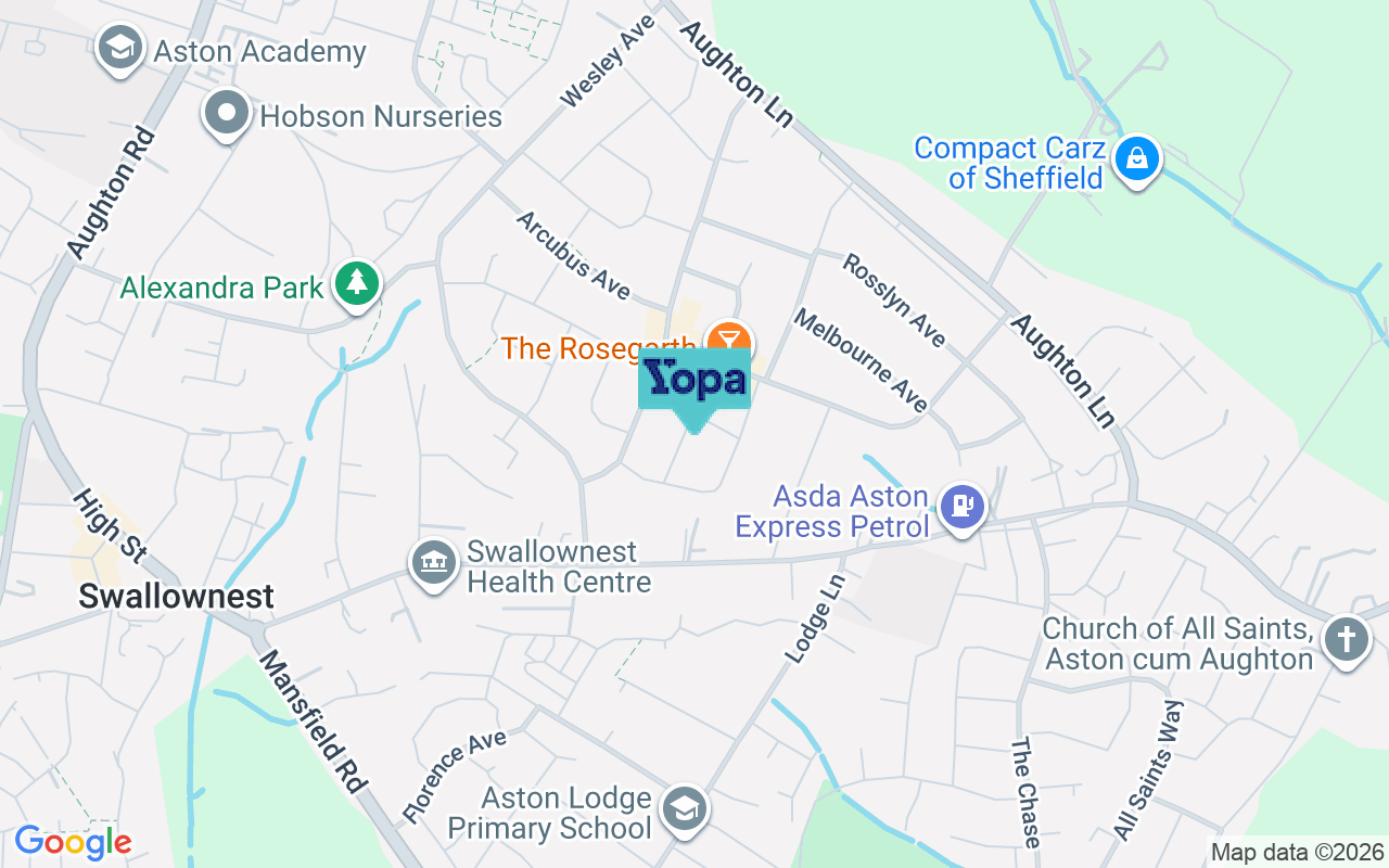 Map showing the location of S26 2EP