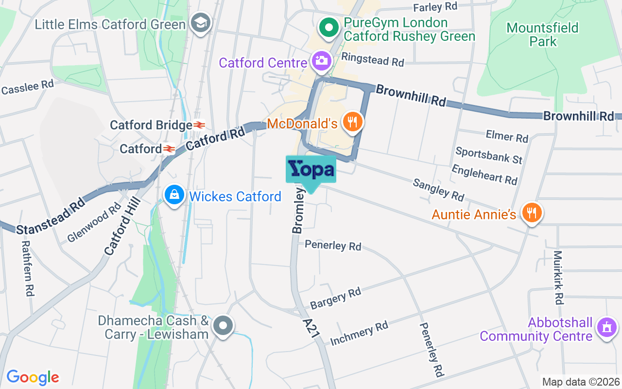 Map showing the location of SE6 2TS
