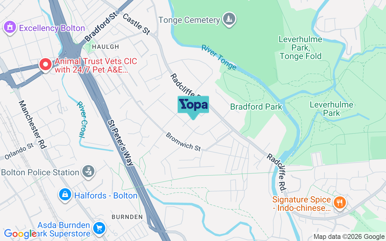 Map showing the location of BL2 1LU