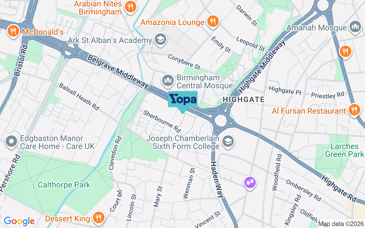 Map showing the location of B12 9AW