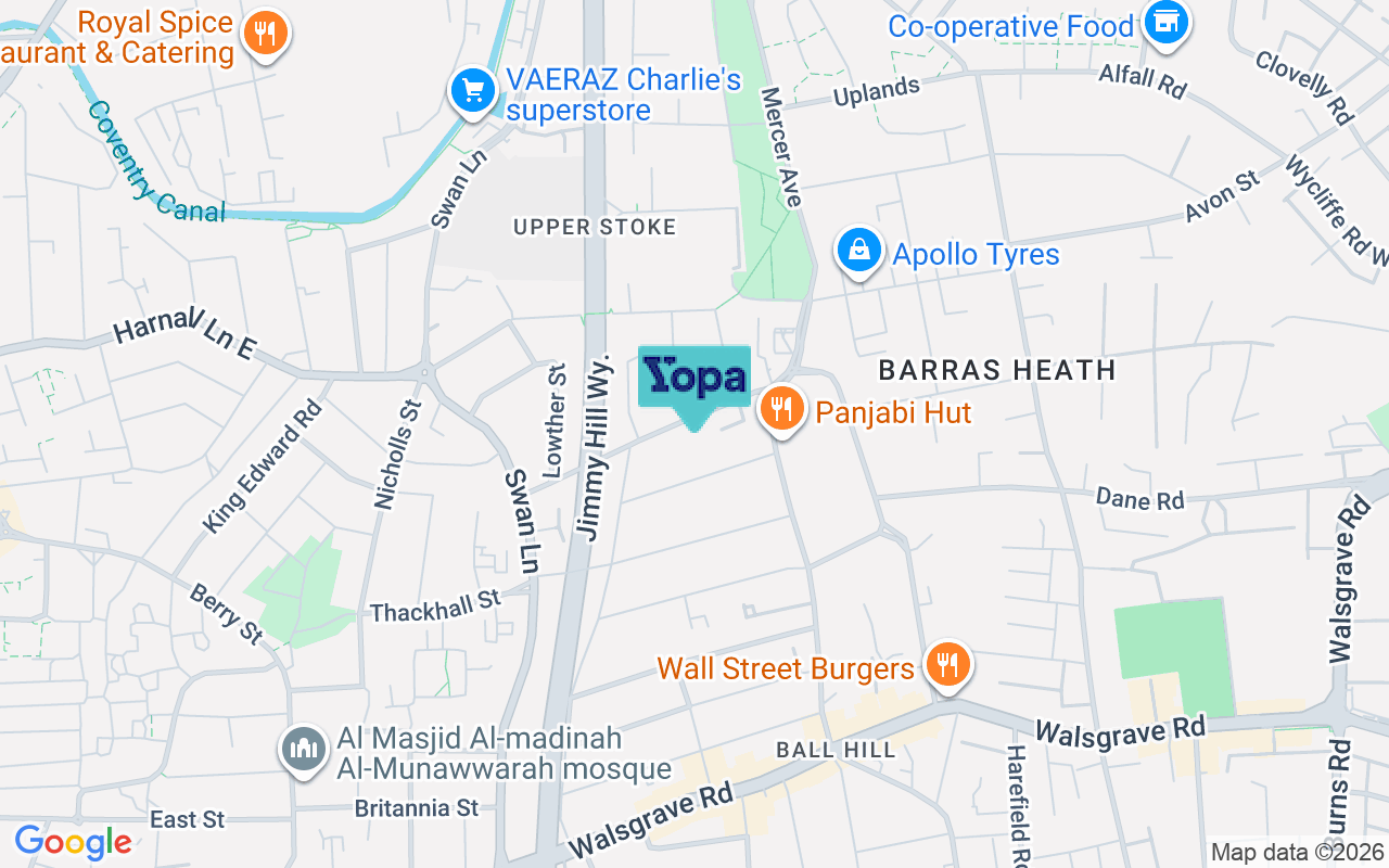 Map showing the location of CV2 4PW