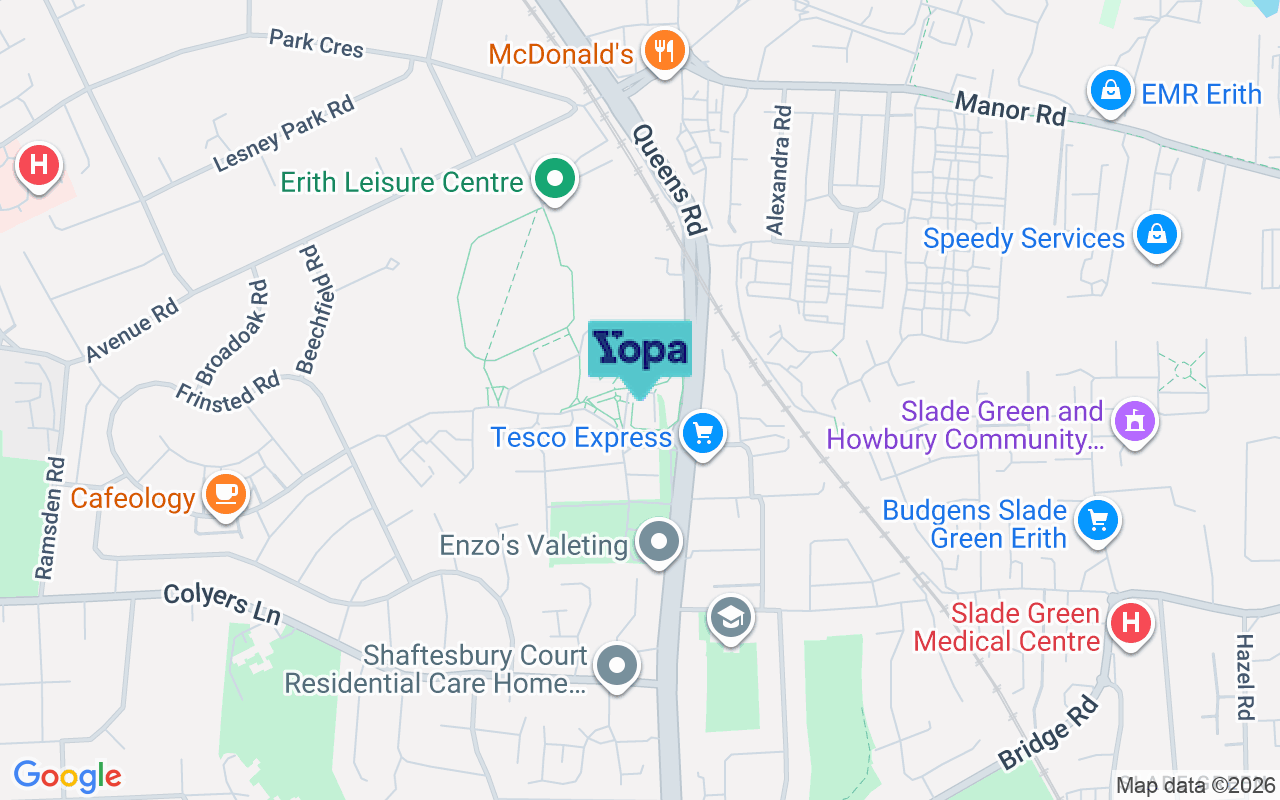 Map showing the location of DA8 3FA