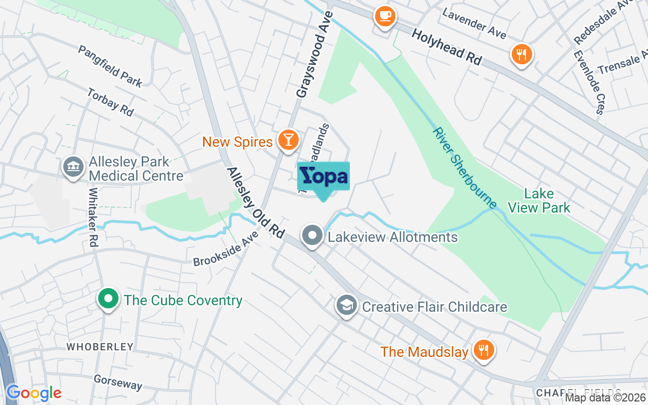 Map showing the location of CV5 8GU