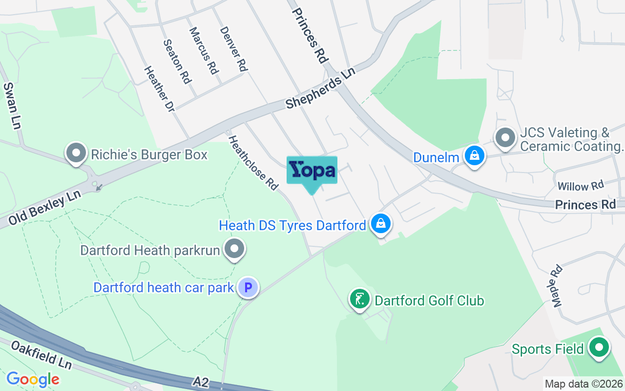 Map showing the location of DA1 2TY