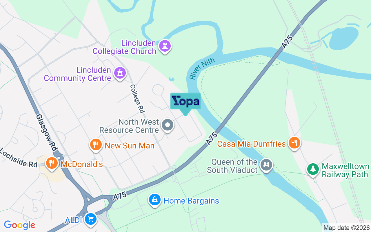 Map showing the location of DG2 0DB