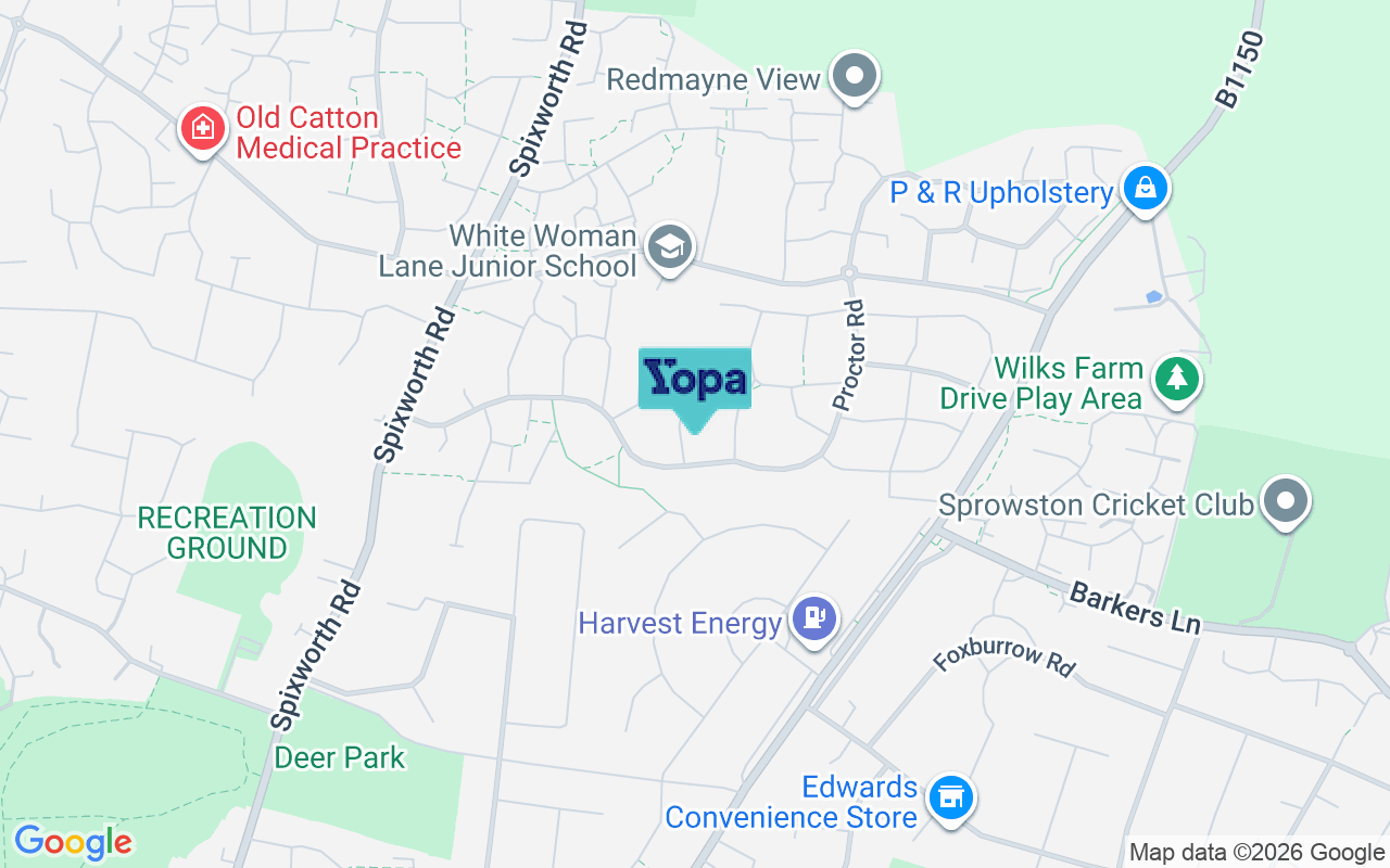 Map showing the location of NR6 7PH
