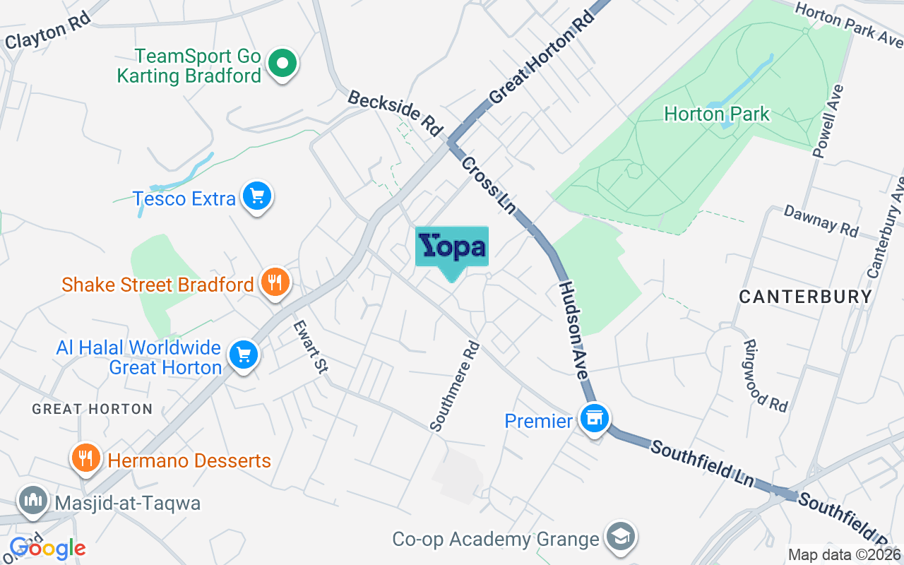 Map showing the location of BD7 3LE