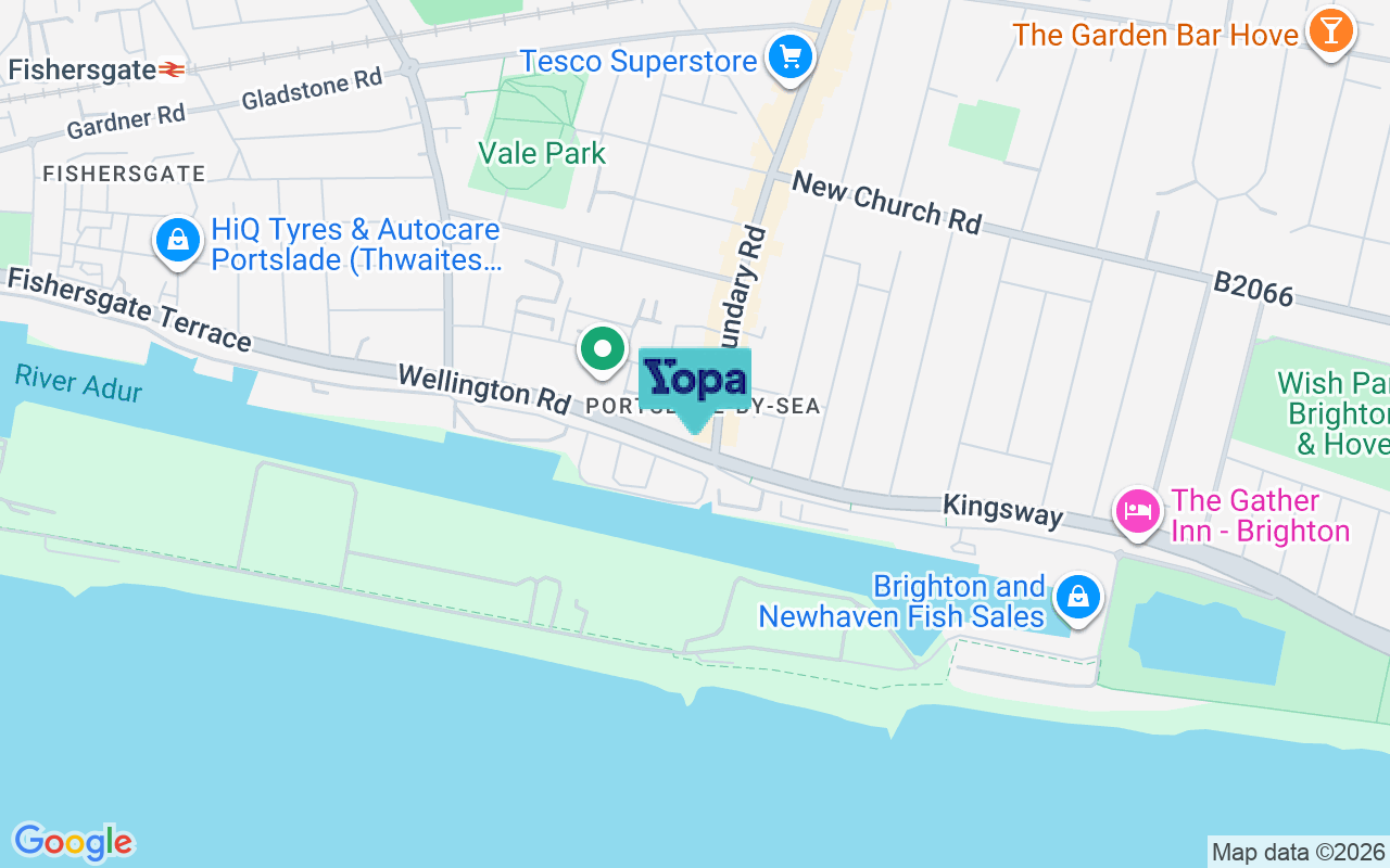 Map showing the location of BN41 1DN