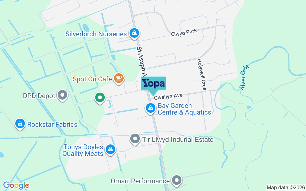 Map showing the location of LL18 5HB