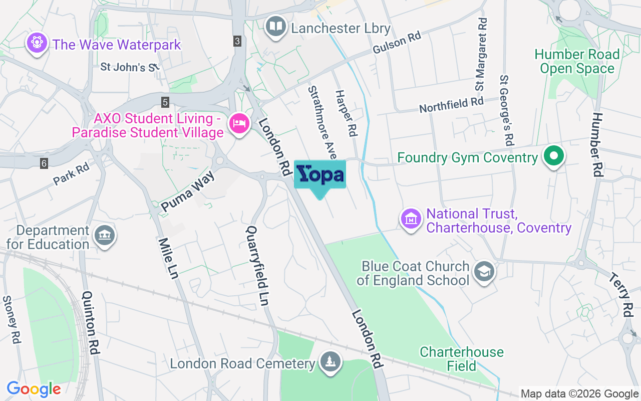 Map showing the location of CV1 2AE