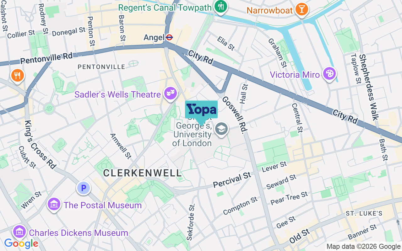 Map showing the location of EC1V 7HU