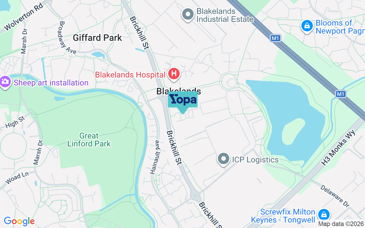 Map showing the location of MK14 5JB