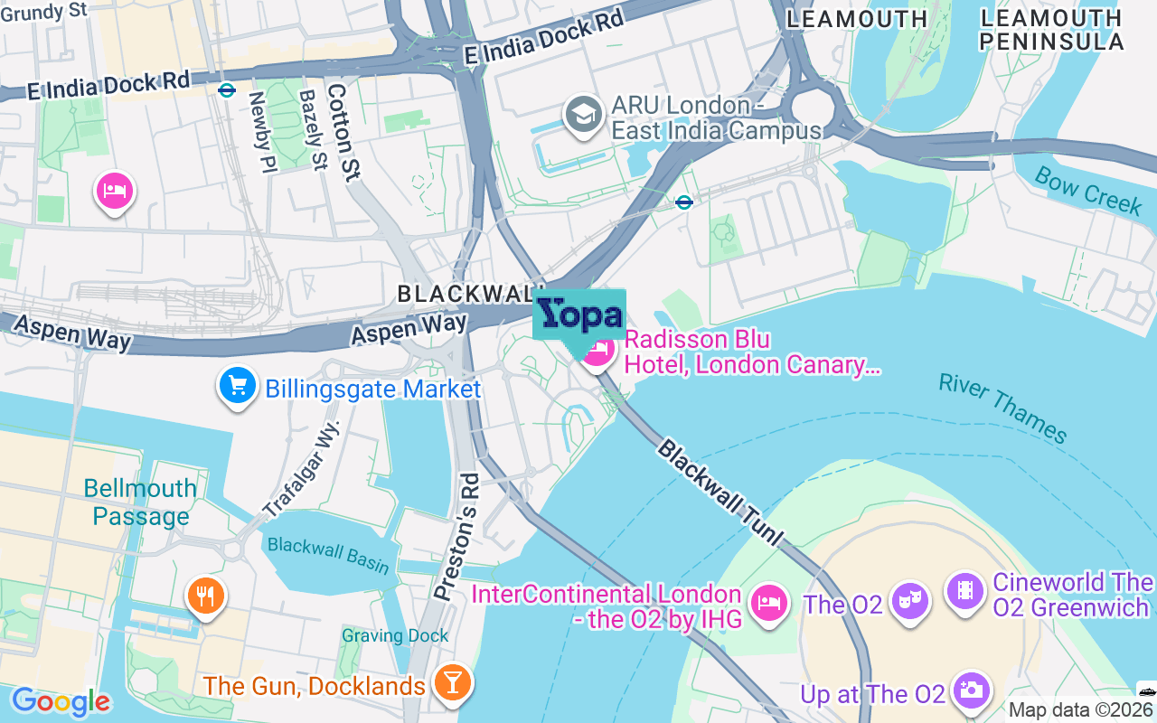 Map showing the location of E14 9JA