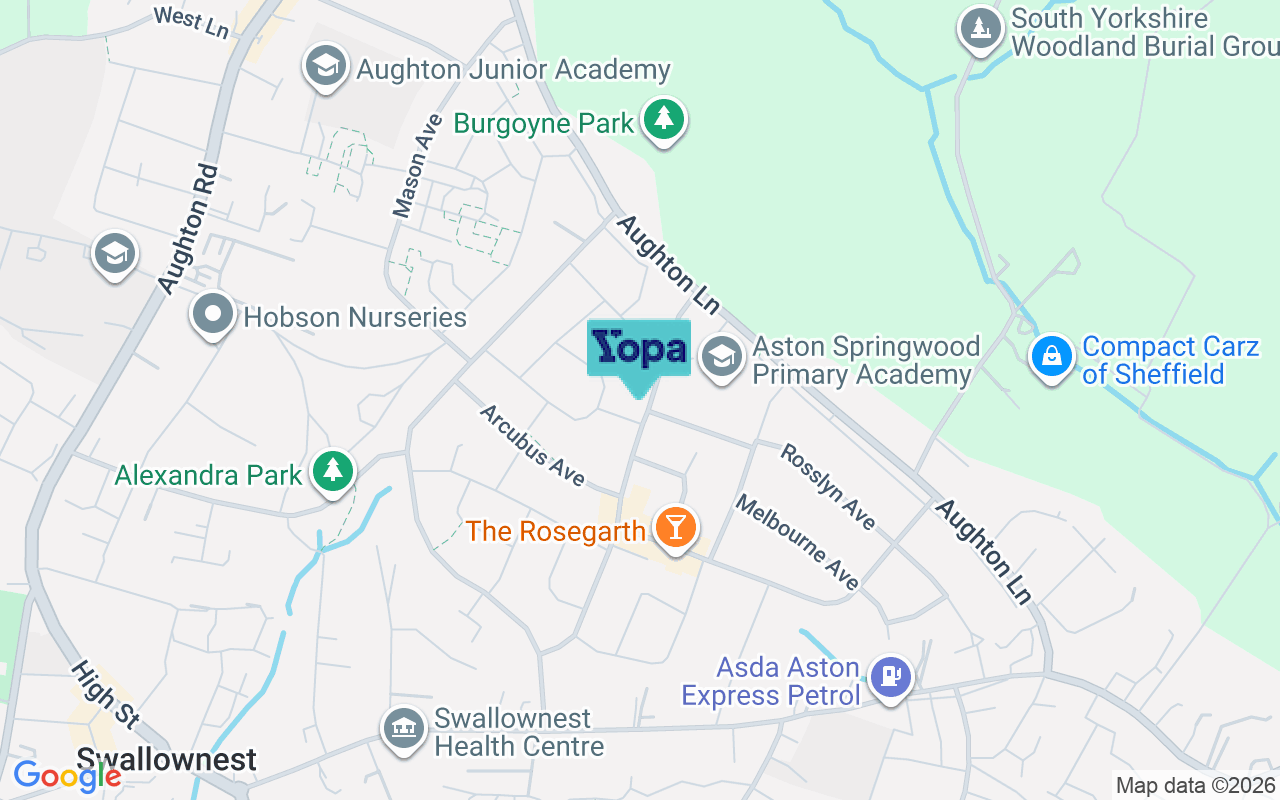 Map showing the location of S26 2BH