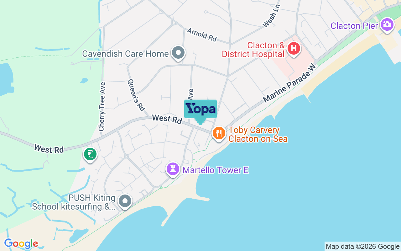 Map showing the location of CO15 1AH