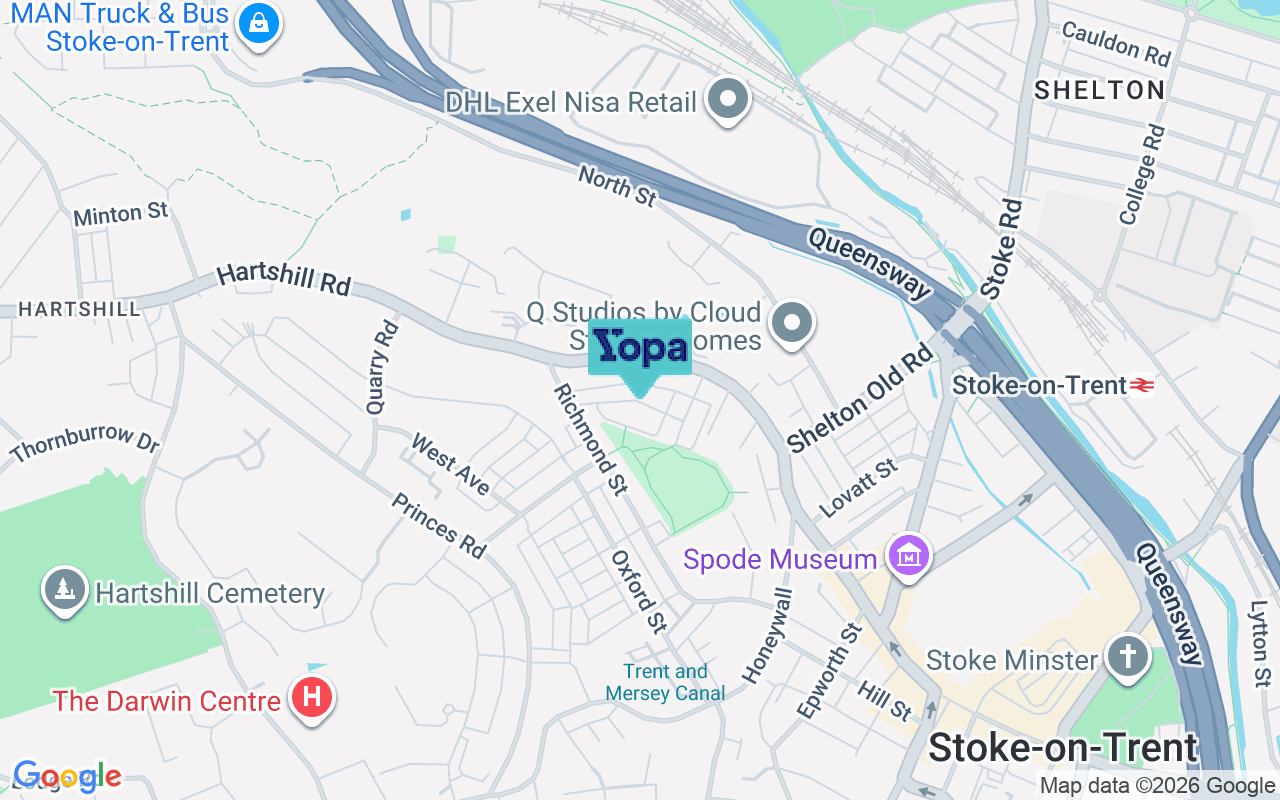 Map showing the location of ST4 7DT