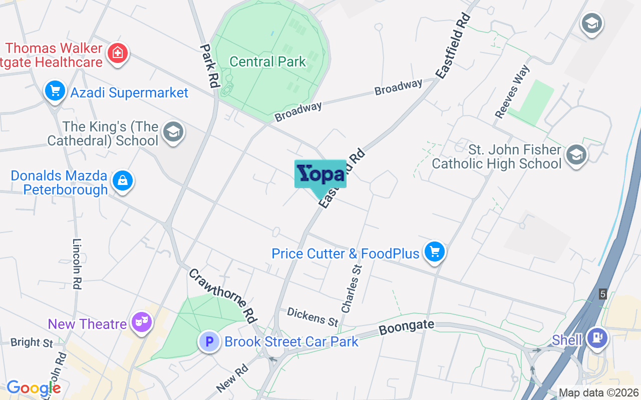 Map showing the location of PE1 4AX