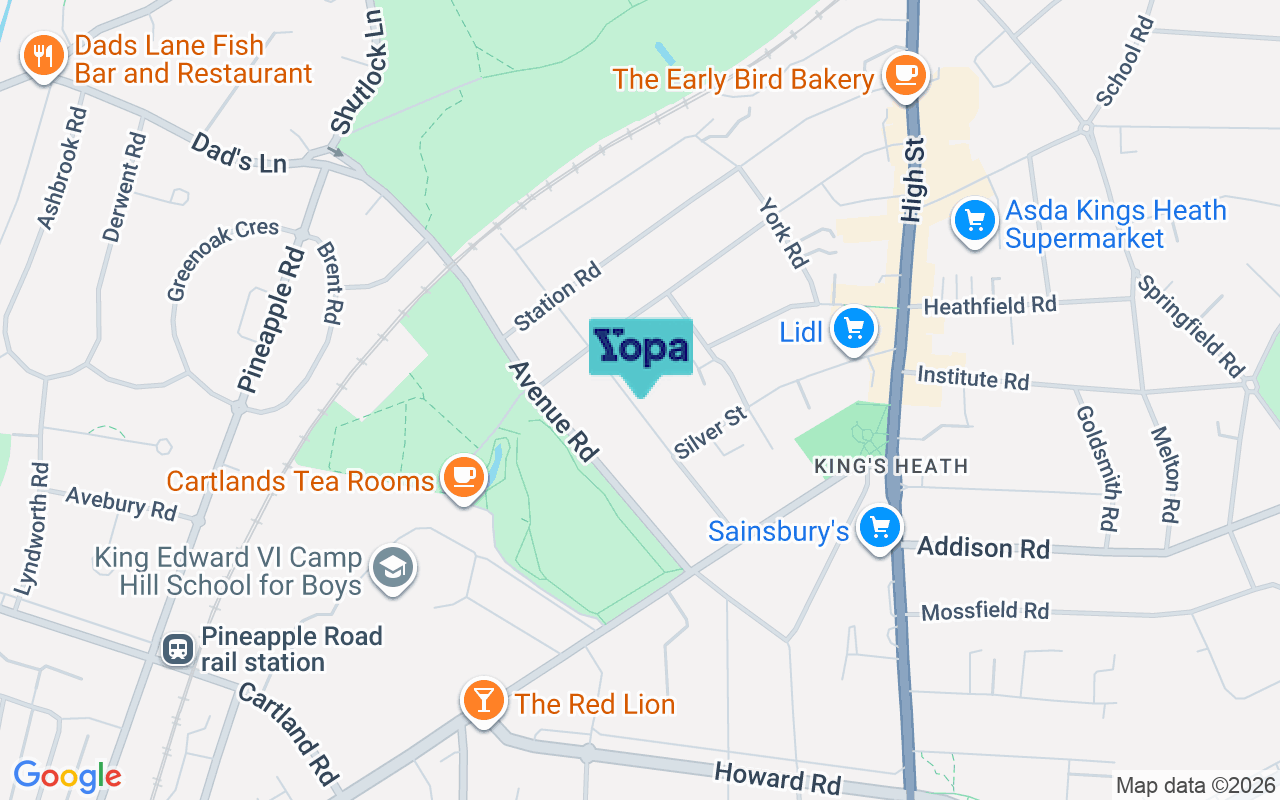 Map showing the location of B14 7QW