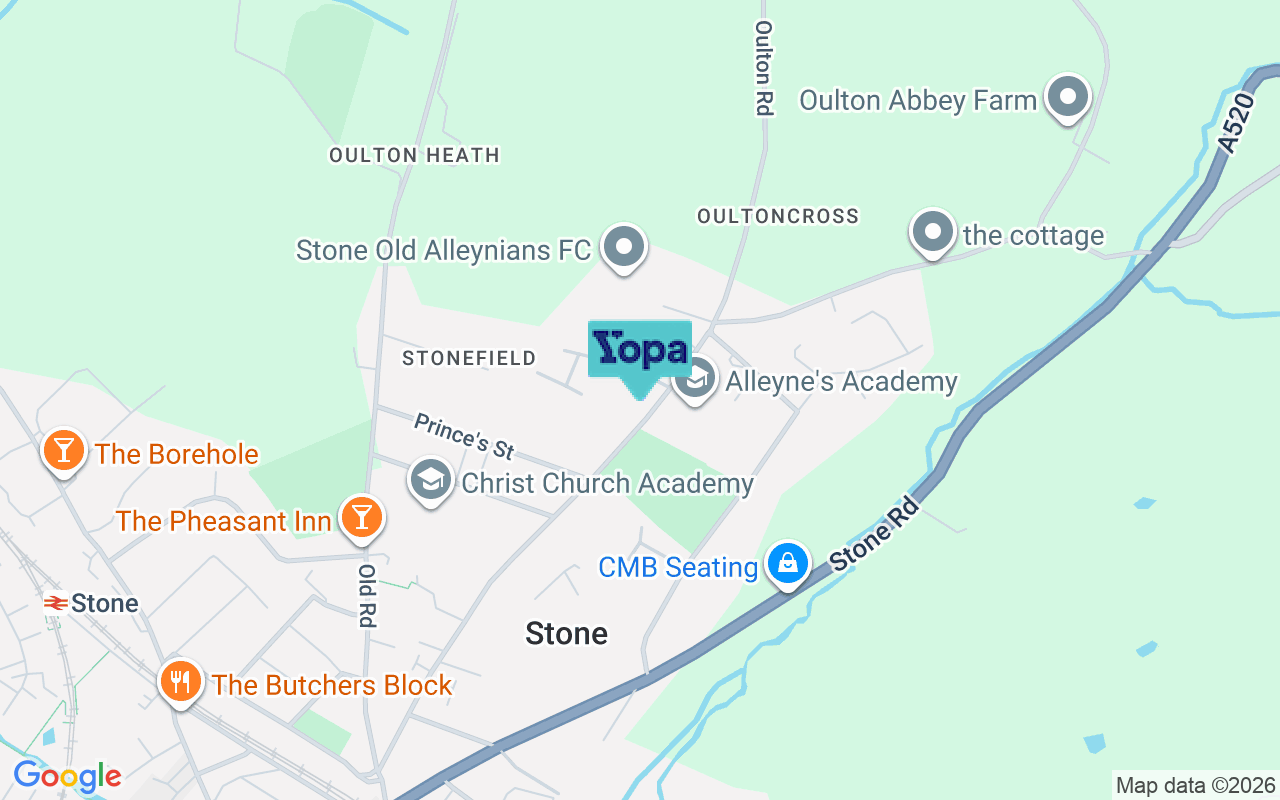 Map showing the location of ST15 8DR