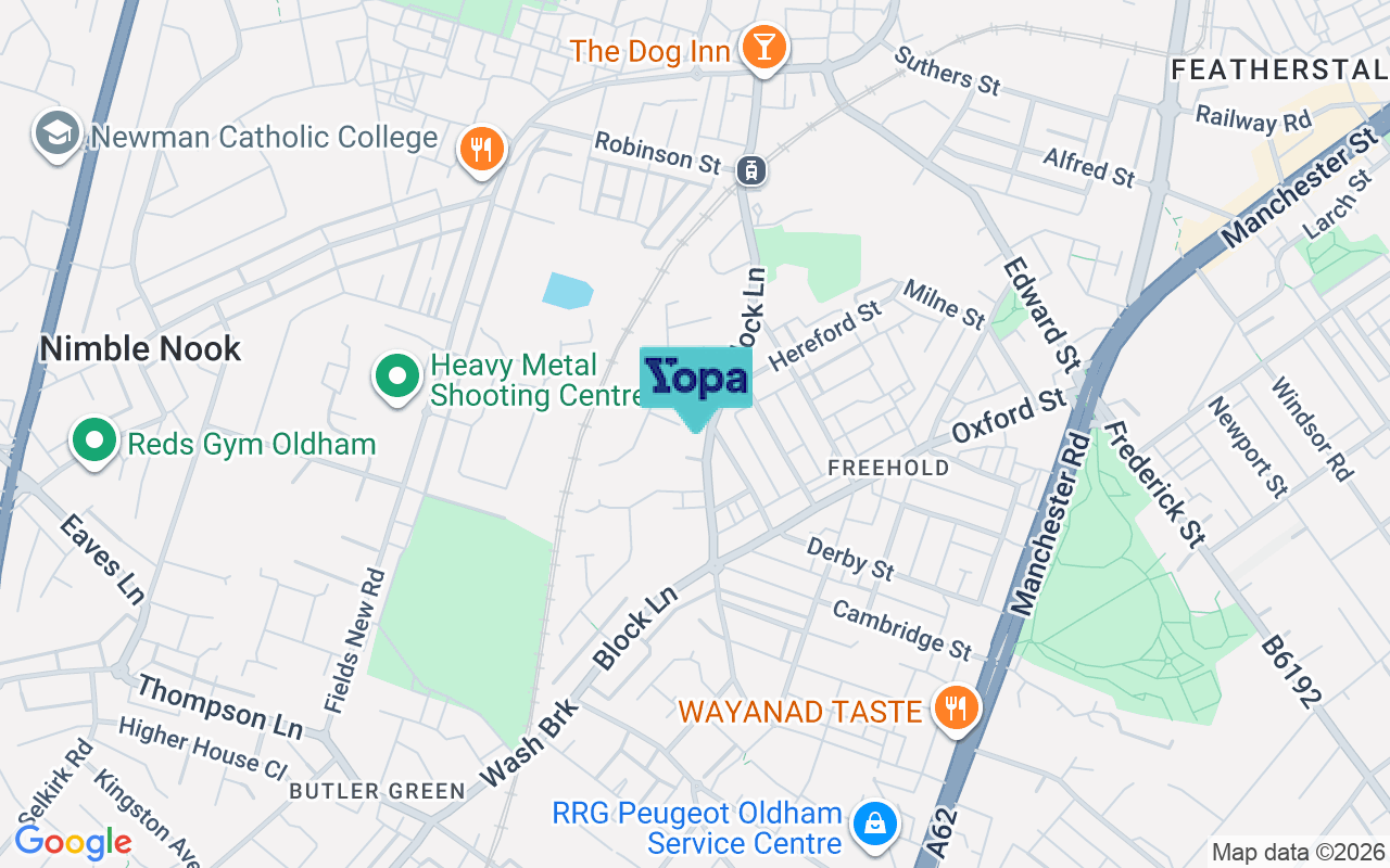 Map showing the location of OL9 7SB